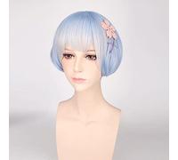 Halloween Fashion Christmas Party Dress Up Wig Zero-Starting Life In Another World Ram Rem Cosplay Wig Color:Pl-612-2 Rem Childhood