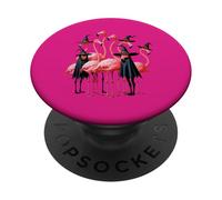 Halloween fenicotteri vestiti da streghe Uccelli rosa Ragazze PopSockets PopGrip Adesivo
