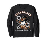 Halloween festeggia la Stagione spettrale Floreale Girasole Fantasma Maglia a Manica