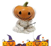 Halloween Figures, Mummy Pumpkin Figurine, Gothic Fisherman Statue, Spooky Theme, Handcrafted Detail, Lightweight Resin, Eye-Catching Decor, Seasonal Charm, Party, Home, Garden