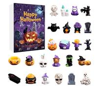 Halloween Figurine, 24 Days Holiday Countdown with Creepy Resin Statues, Spooky Home Party Decor, Collectible Decorations for Shelf, Fireplace, Desktop, Windowsill, 26x18x2.5cm