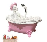 Halloween Figurine, Halloween Ghost Figure, Halloween Ghost Figurine Resin Art, Pink Bathtub Haunted House Seasonal Scene Prop for Family Friends Classmates Collecting Enthusiasts