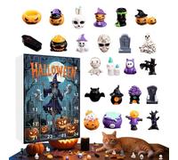Halloween Figurine with 24 Days of Creepy Collectible Resin Statues, Spooky Countdown Holiday Calendar for Home Decoration, Shelf, Mantel, Fireplace, Windowsill, and Party Display