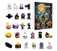 Halloween Figurine with 24 Days of Creepy Collectible Resin Statues, Spooky Countdown Holiday Calendar for Home Decoration, Shelf, Mantel, Fireplace, Windowsill, and Party Display
