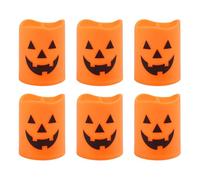 Halloween Flameless Candles, 6-Piece LED Ghost Gothic Candles, Battery Operated Flickering Warm Light Decorations Indoor Outdoor Use, Ideal for Fireplace, Haunted House, Party, Spooky Decor Scenes