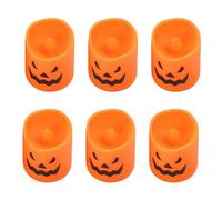 Halloween Flameless Candles, 6 Pieces LED Ghost Candles, Battery Operated Flickering Lights, Warm Glow Effect, Gothic Spooky Decor for Fireplace, Haunted, Party, Bedroom, 3.7x4.5cm