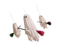 Halloween Floating Decor figure, illuminato 3 pezzi garza scopa set, sospeso portico cortile finestra balcone soffitto festa sfondo accento illuminato decorazioni figure Halloween portico sospeso Trio