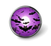 Halloween Flying Viola Pipistrelli Distintivo Rotondo Carino Smalto Spilla Spilla Spilla Personalizzata Abbigliamento Decorazione Unisex Badge Holder Cappelli Borse Camicie Decor