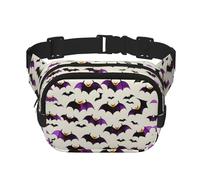 Halloween Flying viola pipistrelli stampa Fanny Pack borsa con cinturino regolabile quadrato doppio strato cintura unisex ovunque