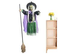 Halloween Flying Witch Decor, Hovering Witch with Scary Sound Effects, Horror-Themed Animated Prop, Tree, Lawn, Garden, Front Yard, Porch, Indoor and Outdoor Displays