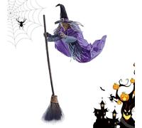 Halloween Flying Witch Decor, Hovering Witch with Scary Sound Effects, Horror-Themed Animated Prop, Tree, Lawn, Garden, Front Yard, Porch, Indoor and Outdoor Displays
