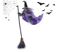 Halloween Flying Witch Decor, Hovering Witch with Scary Sound, Horror-Themed Hanging Prop, Realistic Spooky Design, 1 Piece, Tree, Lawn, Garden, Front Yard, Home, Porch, Courtyard, Patio