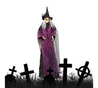 Halloween Flying Witch - Decorazione Delle Streghe | Arredamento Spettrale | Ornamento Inquietante | Attivata Da 80 Cm Con Occhi Luminosi E Mantello, Decorazione Volante Infestata Per Le