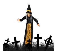 Halloween Flying Witch, Light-Up Eyes Decor, 66.92x51.18in Sound Activated Ornament, Authentic Creepy Haunted Prop, Interactive Halloween Witches for Entrance, Garden, Wall, Yard
