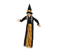Halloween Flying Witch, Light-Up Ornament, Sound Activated Prop, Scary Hanging Figure with Glowing Eyes for Outdoor Garden, Yard, Entrance, Family Holiday Decoration, Masquerade Ball Display