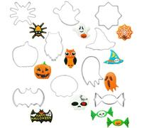Halloween Formine per Biscotti Acciaio Inox 10 Pezzi Halloween Timbro per Biscotti Set Stampi Biscotti 3D - Zucca, Pipistrello, Cappello da Strega, Gatto, Fantasma, per Decorazioni per Feste