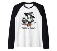 Halloween Fortune Teller Pin Up Witch Vibes Vintage Retro Maglia con Maniche Raglan