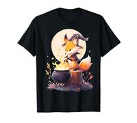 Halloween Fox Luna Piena Natura Grafica Animale Halloween Maglietta