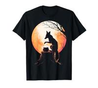 Halloween Fox Pozioni Luna Foresta Animale Motivo Halloween Maglietta