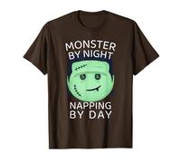 Halloween Frankenstein Humor, Mostro di Notte, Nap by Day Maglietta