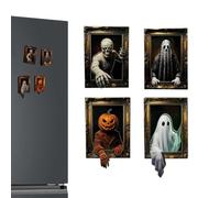 Halloween Fridge Magnets 4 Pack Wooden Gothic Pumpkin Ghost Decor