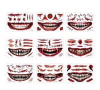 Halloween Funny Face Adesions - Halloween Prank Tattoootemporaneo | Decalcomanie in maschera temporanea | Decalcomanie di trucco per cicatrice realistiche perfette per le feste di Halloween costumi di