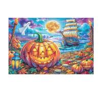 Halloween Funny Jack-o'-lantern Puzzle 1000 Pezzi Per Regalo Di Laurea Cartone Di Alta Qualità Per Studenti Animal Oil Painting Pet Per Decorazione Ufficio Stampa Ad Alta Definizione Qualità Premium 1