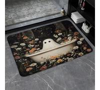Halloween G-Host Spooky Cute G-Host In Bathtub Rustic Boho Flower Aesthetics Vintage Gothic Horror Fall Funny Zerbino Ingresso Antiscivolo Zerbino Asciugapassi Tappeti Da Bagno 40X60Cm