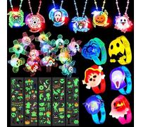 Halloween Gadget Compleanno Bambini,Halloween Braccialetti Luminosi collane con anelli tatuaggi luminosi Regalini Fine Festa Compleanno Antistress Fidget Spinner per Bambini Regalini Compleanno