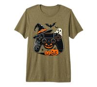 Halloween Gamer Controller Ghost Pumpkin Maglietta Premium