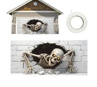 Halloween Garage Door Banner 16x7ft - Giant Spooky Skeleton Backdrop Garage