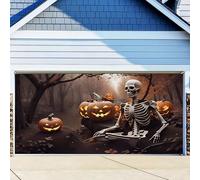 Halloween Garage Door Decorations, Halloween Scary Spooky Pumpkin Background Large Hanging Backdrop Door Cover for Outdoor Home Yard Garage Door Decorations(H,400x180cm/13x6ft)