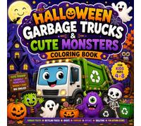Halloween Garbage Trucks & Cute Monsters Coloring Book :Cute Trucks! Friendly Monsters! Spooky Fun! Big Smiles For Kids Ages 4-8