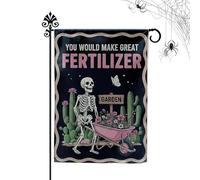 Halloween Garden Flag, Double Sided Skeleton Banner, Festive Yard Decoration Outdoor Lawn, Ideal for Apartment Balcony, School Dorm, Family Gathering, Haunted House Parties, Festival Displays, 30x45cm