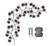 Halloween Garland with Orange Pumpkin Bat Lights, 8-Mode Battery Operated, Waterproof Design, Strong Energy Efficient, Perfect for Indoor and Outdoor Use, Living Room, Window, Mantle
