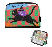 Halloween Gatti Neri Matita Organizer Caso Grande Capacità Trucco Borse Con Cerniera Borsa Multiuso per Ragazzi Grado Forniture scolastiche caja para lapices escolares nina
