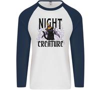 Halloween Gatto Creatura Notturna Strega Uomo L/S Maglietta Baseball