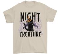 Halloween Gatto Creatura Notturna Strega Uomo T-Shirt 100% Cotone