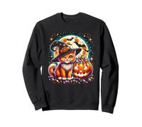 Halloween Gatto Gattino Strega Zucca Jack o Lanterna Ragazze Carine Felpa