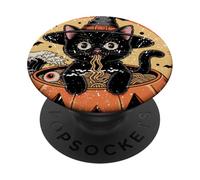 Halloween Gatto Noodle Zucca Strega Luna Divertente Giapponese PopSockets PopGrip Adesivo