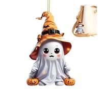 Halloween-Geister-Ornamento, Halloween Lichterketten Geister, Halloweenkreatives Ornament - 8 cm 2D-Acryl Geist mit Seil, hochwertig, Robust Verarbeitet, Baumelnd für gruselige Deko zu Hause