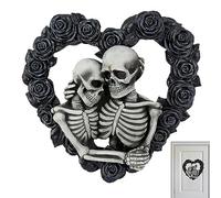 Halloween Ghive da 7, 9 pollici Coppia di teschi decorazioni per la casa gotica Funny Rose Heart Ghirthe per la parete della porta d'ingresso soggiorno o decorazioni di Halloween per camera da lett