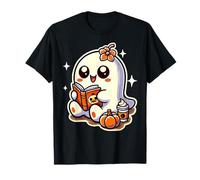 Halloween Ghost Book Coffee Pumpkin Autumn Cine Reader Gifts Maglietta