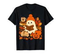 Halloween Ghost Book Lover Autumn Reading Teacher Men Women Maglietta