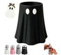 Halloween Ghost Can Holder with Matching Bottle Opener,3D Printed Halloween Beverage Sleeve,Fun Ghost Figurine Table Decor,Spooky Ghost Drink Cooler Halloween Party Supplies ，Black：12oz slim