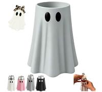 Halloween Ghost Can Holder with Matching Bottle Opener,3D Printed Halloween Beverage Sleeve,Fun Ghost Figurine Table Decor,Spooky Ghost Drink Cooler Halloween Party Supplies ，Gray：16oz
