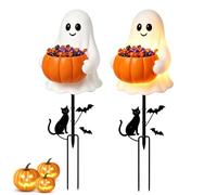 Halloween Ghost Candy Holder Garden Stake, Ghost Candy Bowl (2pcs)