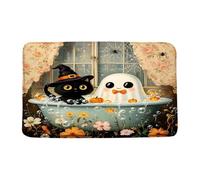 Halloween Ghost Cat Black Spooky Bathtub Flowers Gothic Spider Web Tappeto D'Ingresso Interno Resistente Sporco Tappeti Per Porta D'Ingresso Zerbini Di Benvenuto Per Scale 40x60Cm