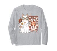 Halloween Ghost Cat Trick or Treat Party Maglia a Manica