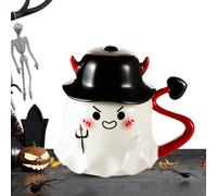 Halloween Ghost Ceramic Mug - Funny Spooky Mugg | Black Mugg With Ghost Print, Funny Drinking Mug For Autumn, Spooky Breakfast Cup Gift Idea For Halloween Fans And Decoration Lovers